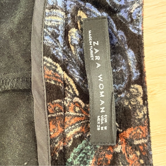 Zara Woman Velvet Paisley Flare Pants Medium - Picture 3 of 5